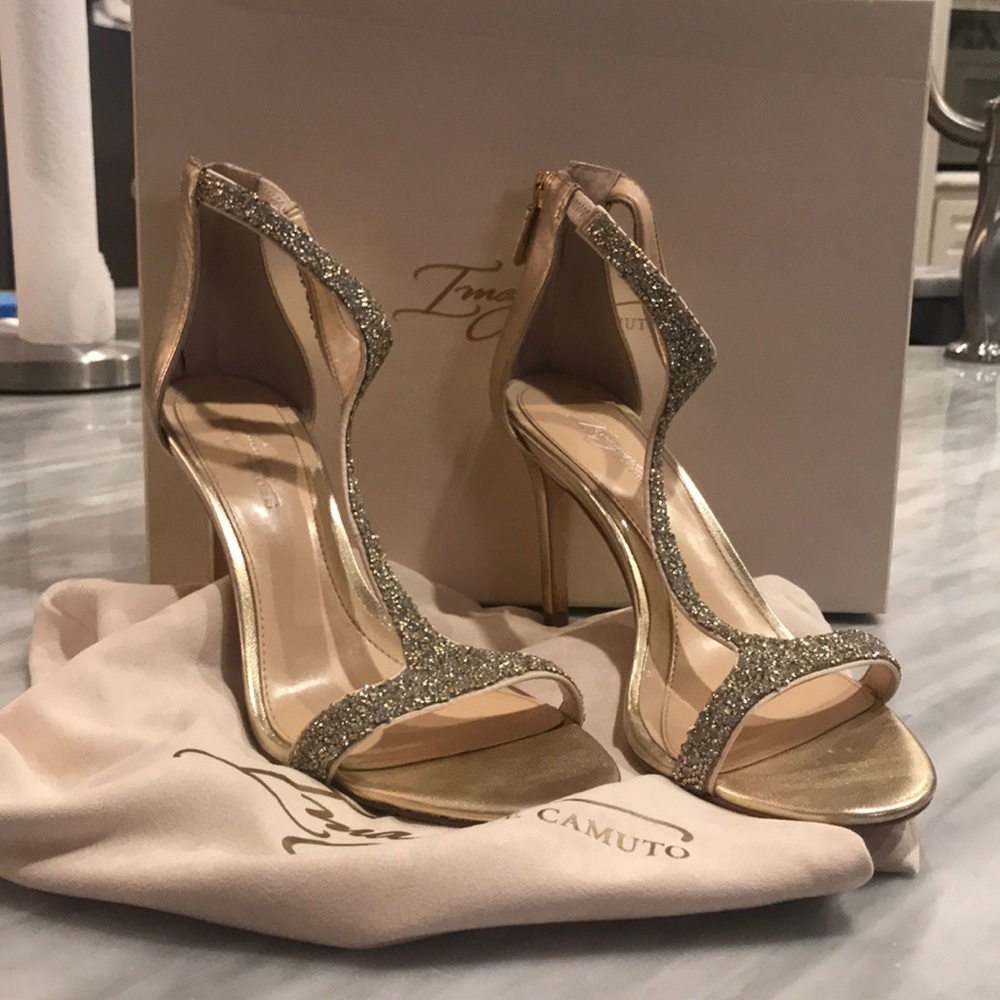 Vince Camuto / crystal gold heels - worn once